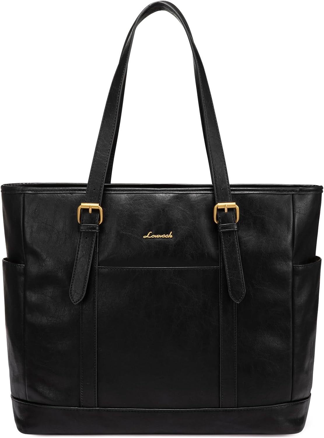 LOVEVOOK Laptop Tote Bag for Women,Vintage Leather Work Tote Bag for Women, 15.6 Inch Computer Briefcase Bag,Waterproof Teacher Business Office