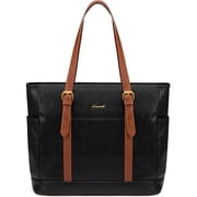 LOVEVOOK Laptop Tote Bag for Women,Vintage Leather Work Tote Bag for Women, 15.6 Inch Computer Briefcase Bag,Waterproof Teacher Business Office