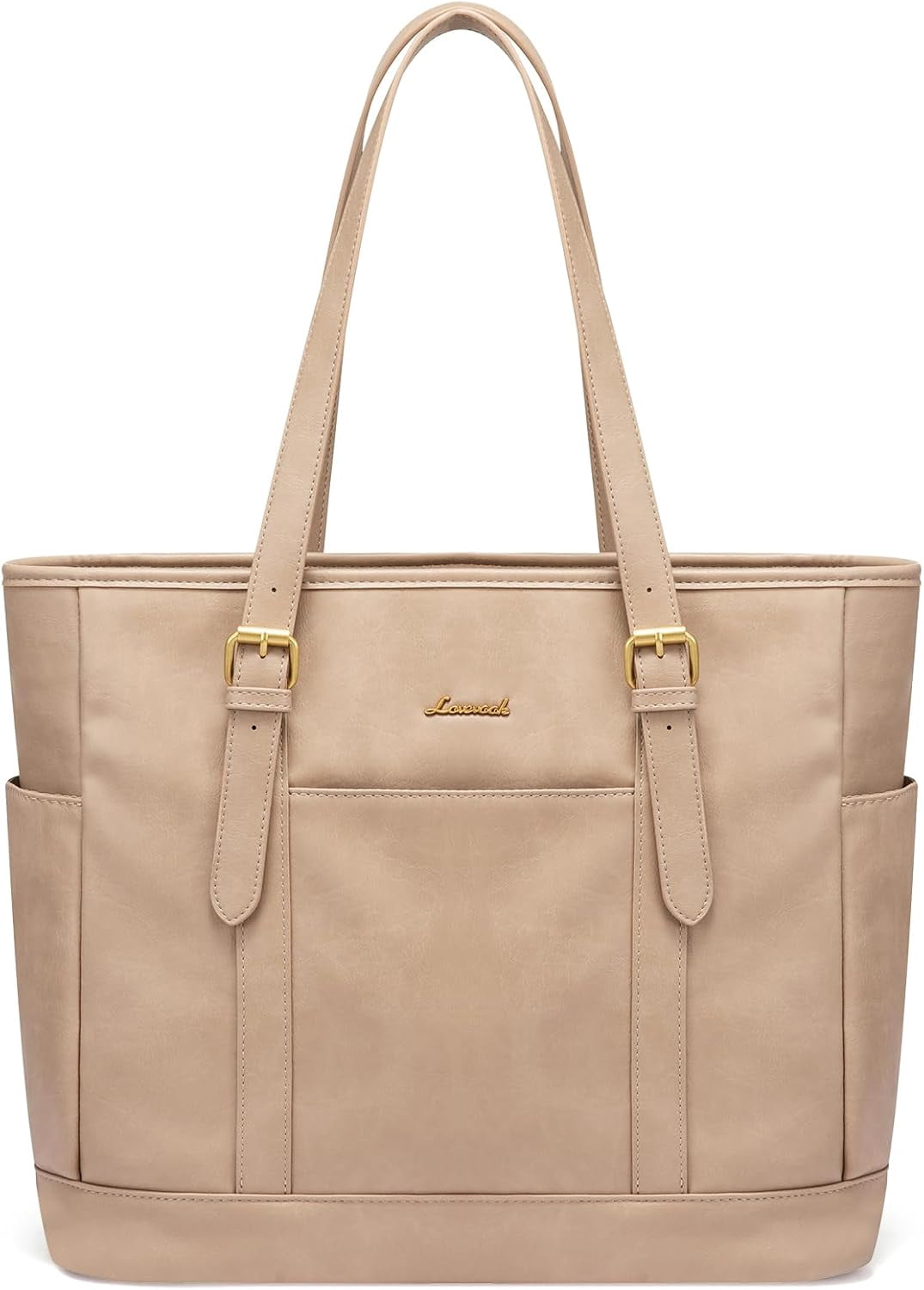 LOVEVOOK Laptop Tote Bag for Women,Vintage Leather Work Tote Bag for Women, 15.6 Inch Computer Briefcase Bag,Waterproof Teacher Business Office