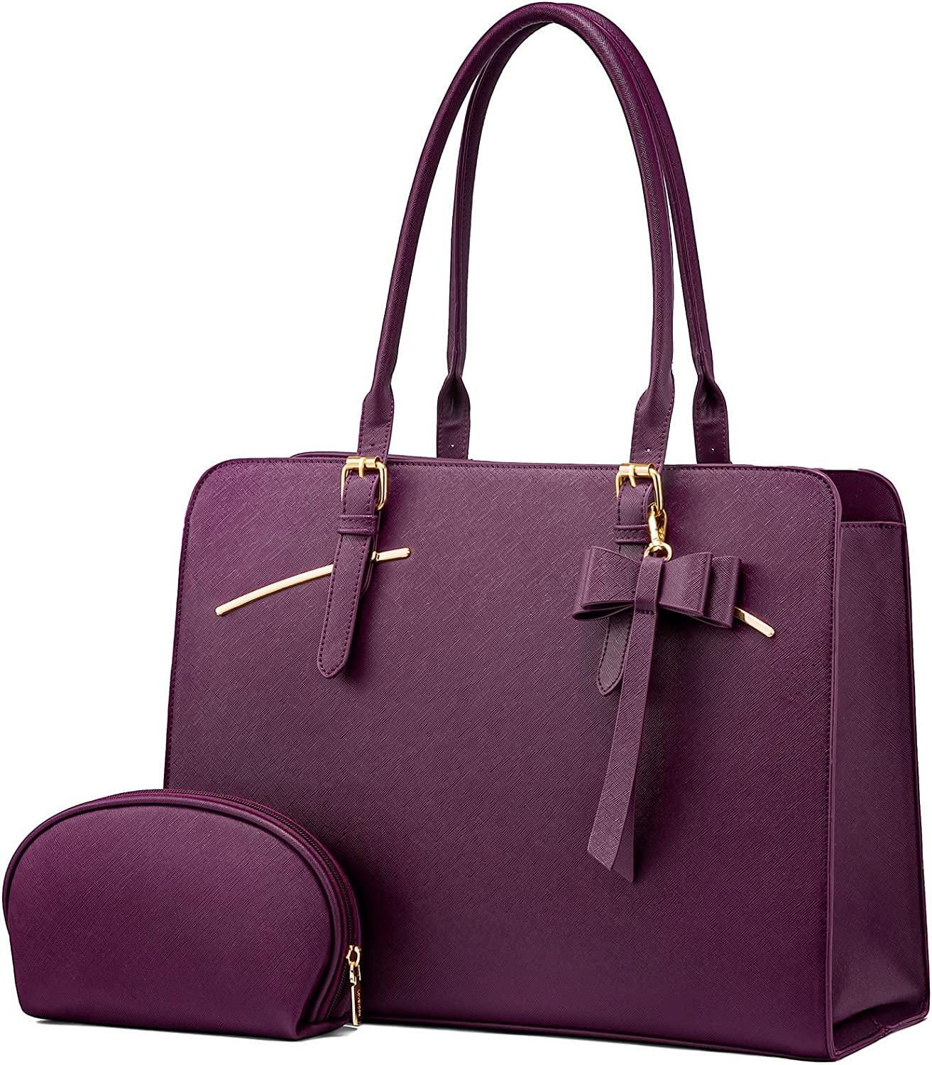 LOVEVOOK Laptop Tote Bag for Women, Waterproof Leather Work Computer Satchel Bags 15.6 Inch