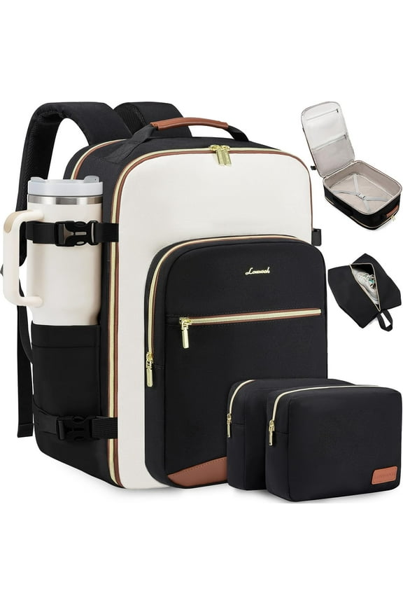 Large Travel Backpack for Women & Men, 40L Carry on Backpack for Airplanes, TSA Personal Item Travel Bag fits 17" Laptop, Waterproof Travel Essentials Airline Approved with 3 Packing Cubes