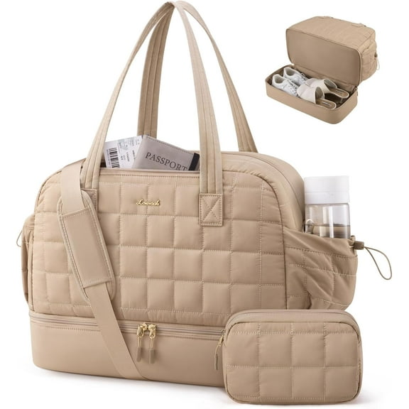 LOVEVOOK Large Travel Duffle Bag,Weekender Bags For Women with Shoe Compartment,Puffer Carry On Bags For Airplanes,Hospital Bag for Labor and Delivery,Overnight Bag With Toiletry Bag,Gym Tote Bag