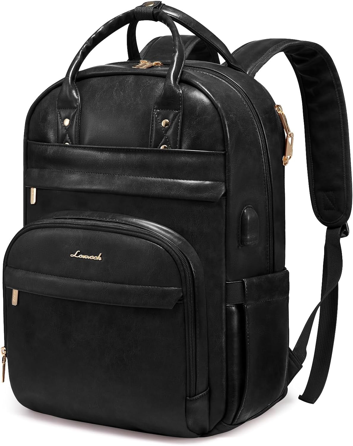 LOVEVOOK Leather Laptop Backpack for Women,15.6 inch Vintage Work