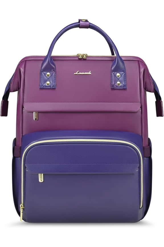 Leather Laptop Backpack for Women, 17 inch Professional Work & Travel Bag, Brown