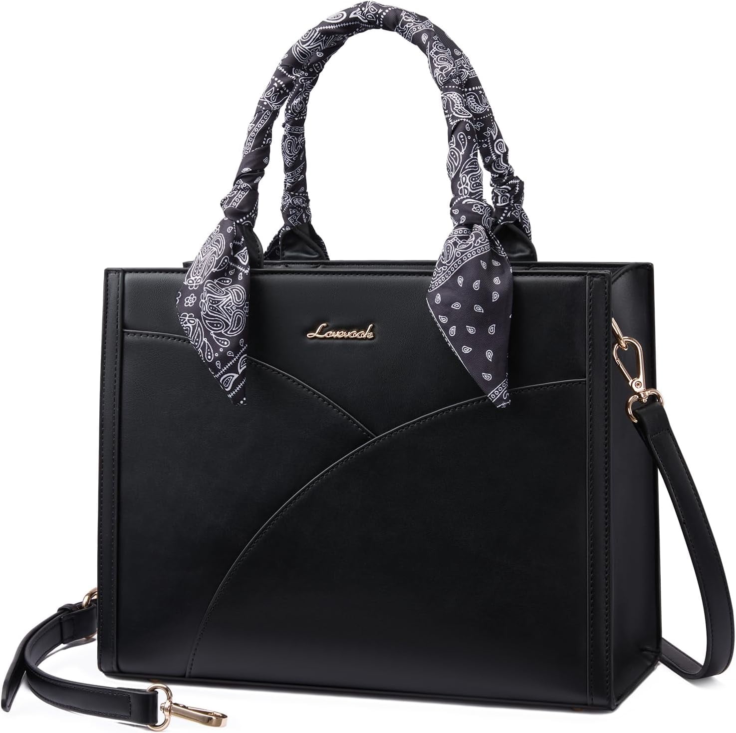 LOVEVOOK Medium Purses and Handbags for Women, Satchel Top Handle Bag with Strap, PU Leather Tote Shoulder Purse with Scarf