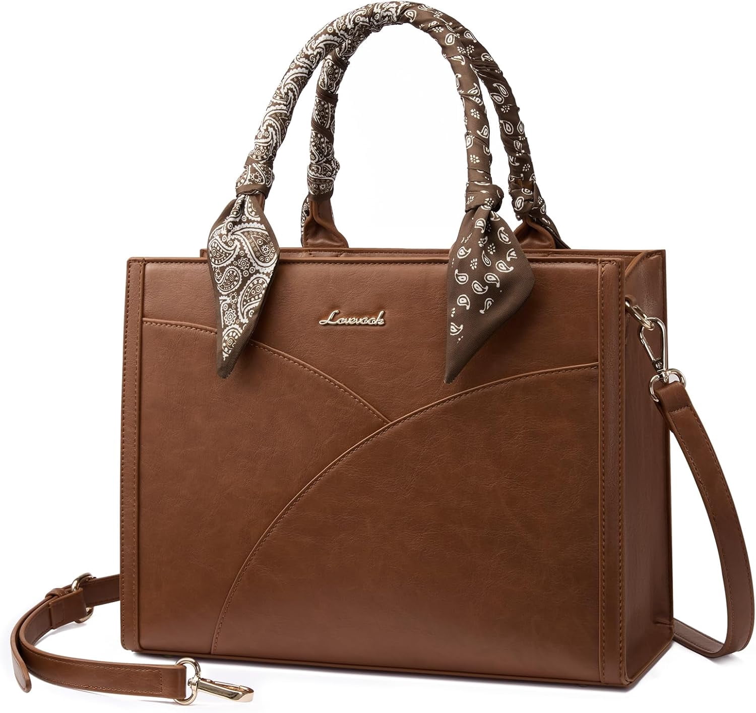 LOVEVOOK Medium Purses and Handbags for Women, Satchel Top Handle Bag with Strap, PU Leather Tote Shoulder Purse with Scarf