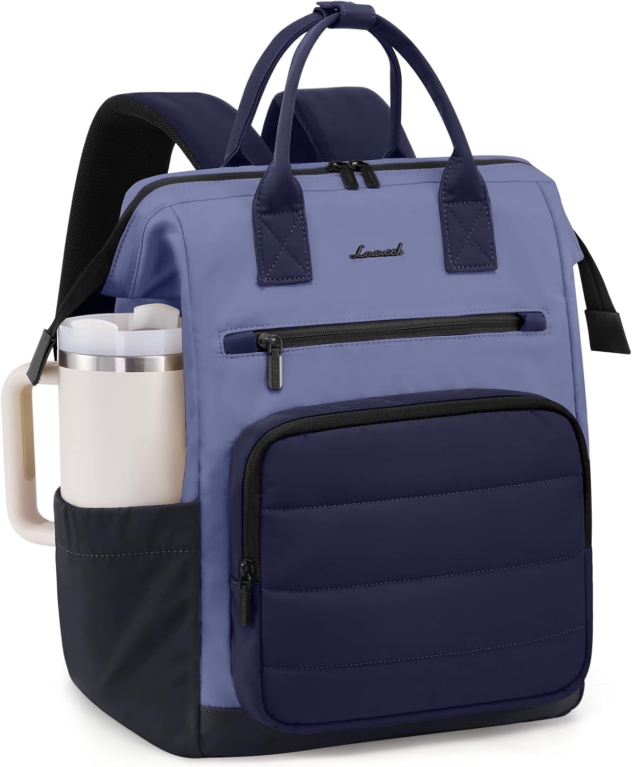 LOVEVOOK Puffer Laptop Backpack for Women, 15.6 Inch Work Backpack purse for Nurse Teacher College, Personal Item Travel Bag Daypack with Water Holder