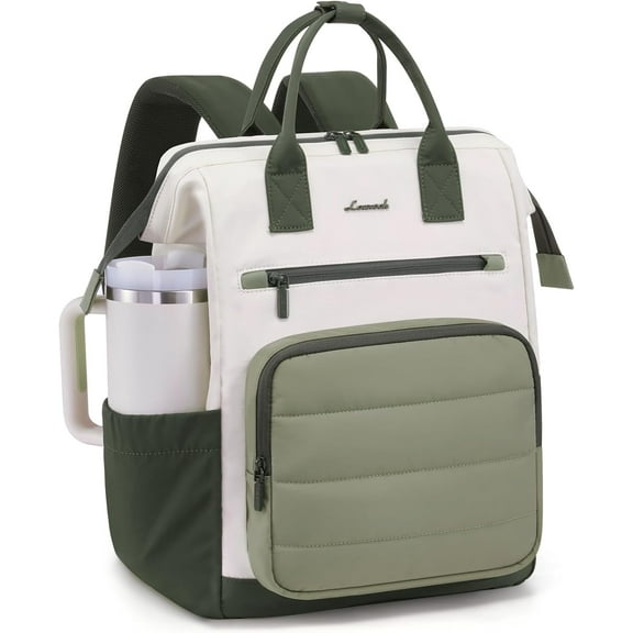 LOVEVOOK Puffer Laptop Backpack for Women, 15.6 Inch Work Backpack purse for Nurse Teacher College Bookbag,Personal Item Travel Bag Computer Daypack for Daily Commute