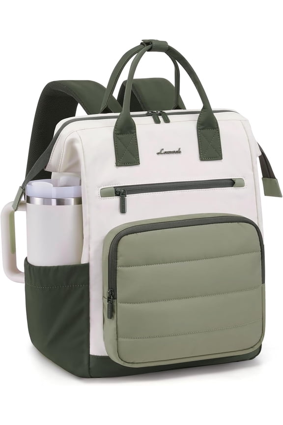 Puffer Laptop Backpack for Women, 15.6 Inch Work Backpack purse for Nurse Teacher College Bookbag,Personal Item Travel Bag Computer Daypack for Daily Commute