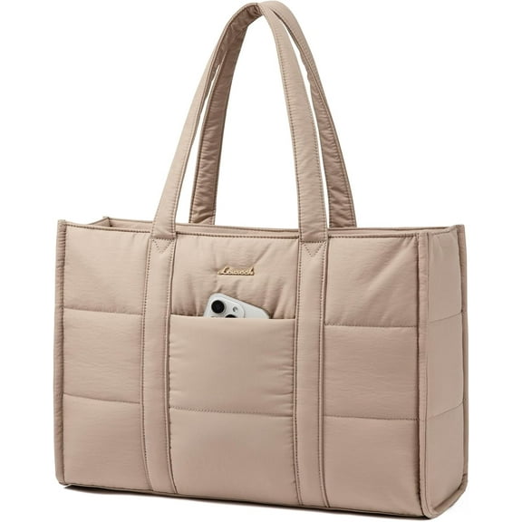 LOVEVOOK Puffer Laptop Tote Bag, Large Work Travel Laptop Bag for for Women, 15.6 Inch Large Computer Briefcase for Teacher Nurse Casual Shoulder Bag, Lightweight Soft Handbags