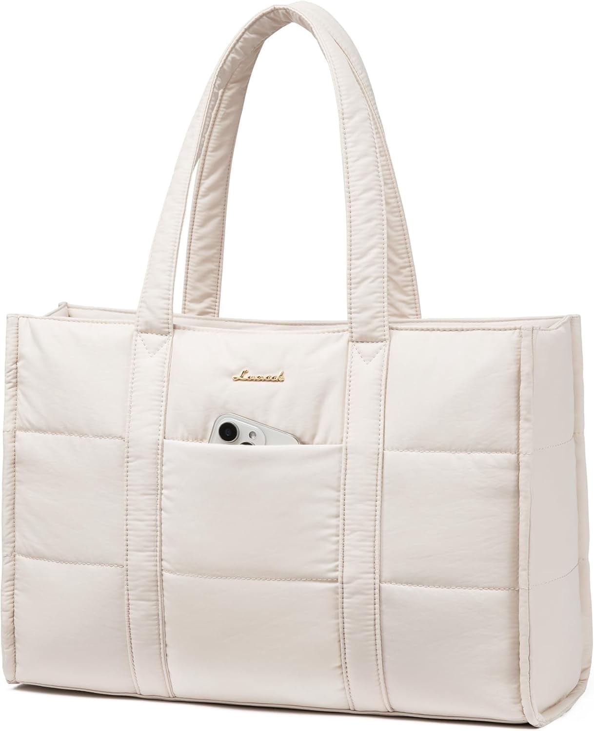 LOVEVOOK Puffer Laptop Tote Bag, Large Work Travel Laptop Bag for for Women, 15.6 Inch Large Computer Briefcase for Teacher Nurse Casual Shoulder Bag, Lightweight Soft Handbags