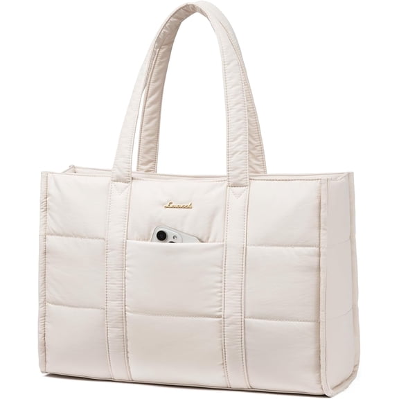 LOVEVOOK Puffer Laptop Tote Bag, Large Work Travel Laptop Bag for for Women, 15.6 Inch Large Computer Briefcase for Teacher Nurse Casual Shoulder Bag, Lightweight Soft Handbags