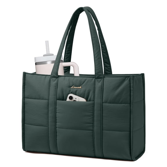 LOVEVOOK  Puffer Tote Bag for Work, Laptop Bag for Women Computer Briefcase for Teacher Nurse,Quilted Lightweight Casual Shoulder Bag For Travel, Daily