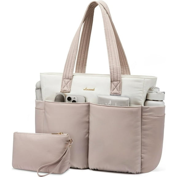 LOVEVOOK Puffer Tote Bag for Women, Lightweight Work Bag, Travel Tote Bag, Large Shoulder Handbag for Teacher, Nurse, Daily