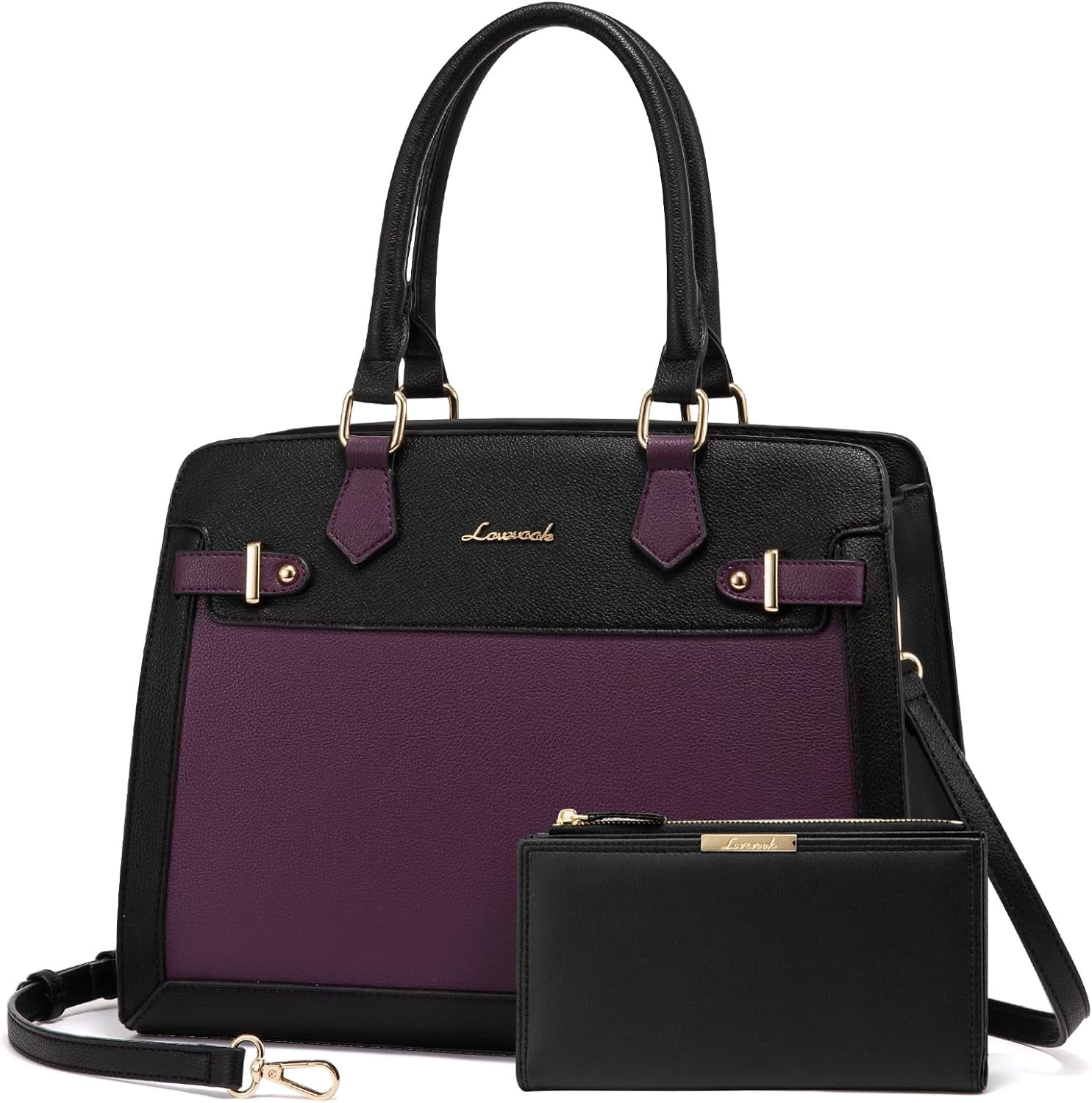 LOVEVOOK Purses and Handbags for Women, Tote Shoulder Bag Satchel Black Purse and PU Leather Top Handle for ladies