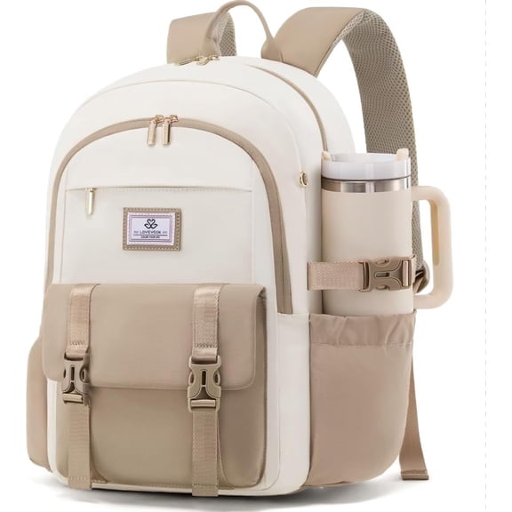 LOVEVOOK School Backpack for Girls Boys,Bookbag for Teen with Pouch Pocket for Large Capacity Cup, Waterproof School Bookbag, Preppy Backpack Travel Daypack with 15.6 inch Laptop Compartment