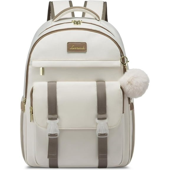 LOVEVOOK School Backpack for Teen Girls, Student Backpack Purse for 14-16 Teenage, Cute Kid Bookbag, Back to School Backpacks Fit 15.6 Inch Laptop, Large College Travel Bag, Beige-khaki