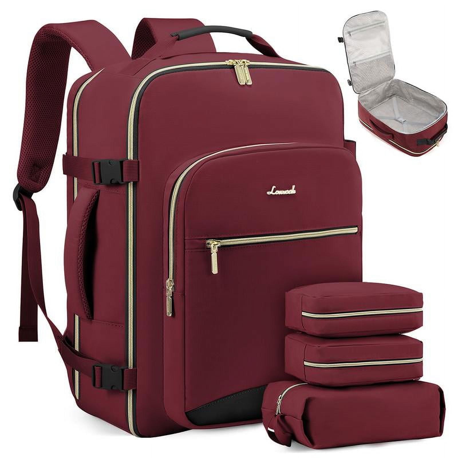 LOVEVOOK TSAFriendly CarryOn Travel Backpack with 3 Packing Cubes and