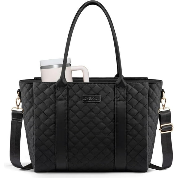 LOVEVOOK Tote Bag For Women, Large Work Tote Laptop Bag, Quilted Computer Shoulder Bags with Zipper for Travel Teacher Nurse