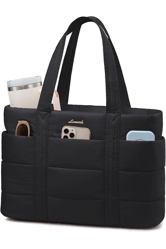 Tote Bag for Women, Large Puffer Work Tote Laptop Bag, Lightweight Travel Tote Bag with Zipper Gifts for Women