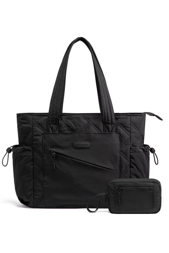 Tote Bag for Women, Puffer Bag and Work Bags with Zipper for Travel, Daily, School, Quilted Nurse Shoulder, 2pcs