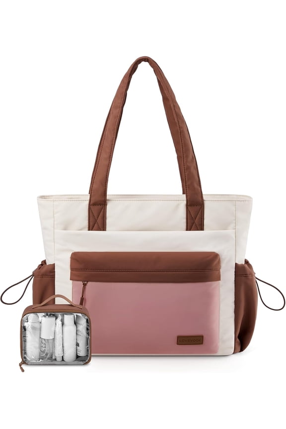 Tote Bag for Women, Puffer Work Tote with Zipper, Compartments, Travel Handbag for Nurse, Teacher, Daily Use, Gym