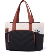 LOVEVOOK Tote Bag for Women, V-Quilted Puffer Tote Bag with Zipper, Large Puffy Shoulder Purse for Work Travel Nurse Teacher
