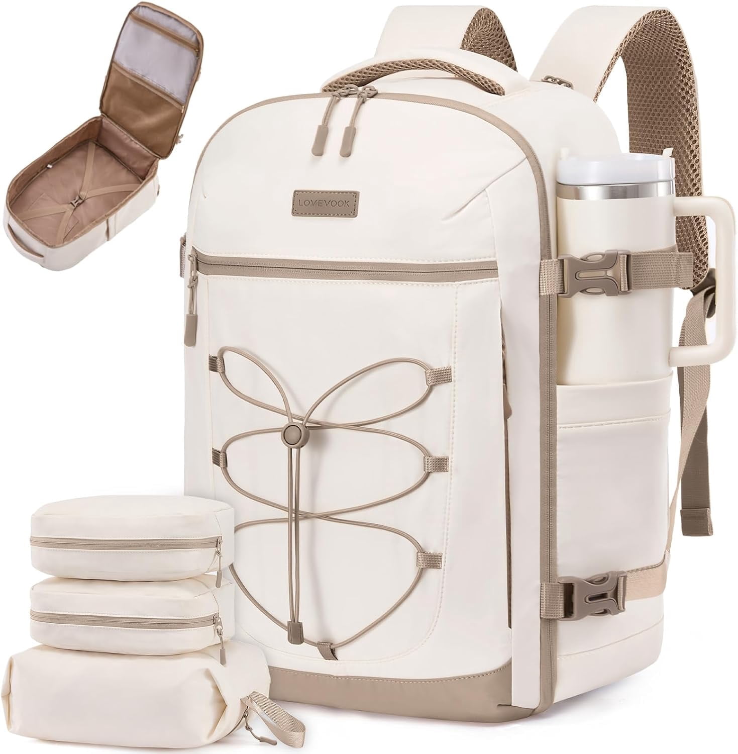 LOVEVOOK Travel Backpack,40L Carry On Backpack Large Fits 17.3" Laptop,TSA Personal Item Travel Bag with 3 Packing Cubes,Water Resistant Laptop Bag Travel Essentials for Weekender Business Hiking