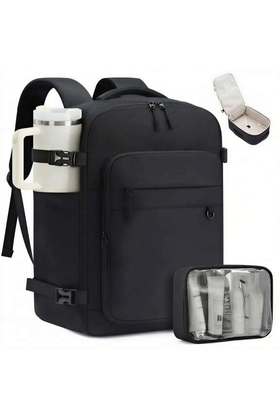Travel Backpack, 40L Large Airline Approved Carry on Backpack for Travel, TSA Personal Item Travel Bag with 3 Packing Cubes, Waterproof Travel Essentials Bag fits 17" Laptop