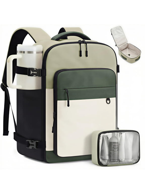 Travel Backpack, 40L Large Airline Approved Carry on Backpack for Travel, TSA Personal Item Travel Bag with 3 Packing Cubes, Waterproof Travel Essentials Bag fits 17" Laptop