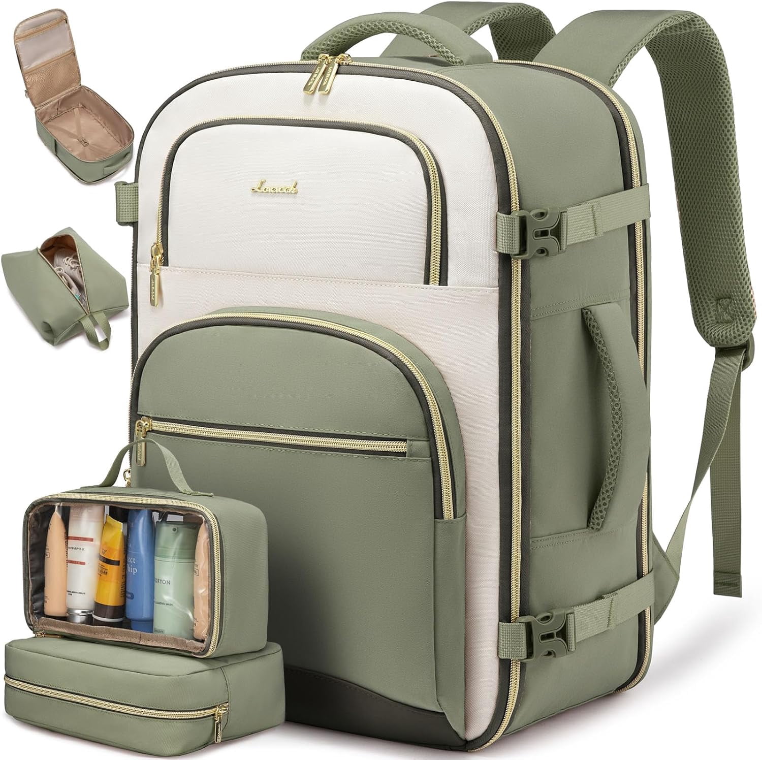 LOVEVOOK Travel Backpack Carry on Flight Approved 40L,Waterproof TSA Travel Essentials Personal Item Backpack for Women Men,Carry on Luggage Suitcase Travel Bag for Airplane with 3 Packing Cubes