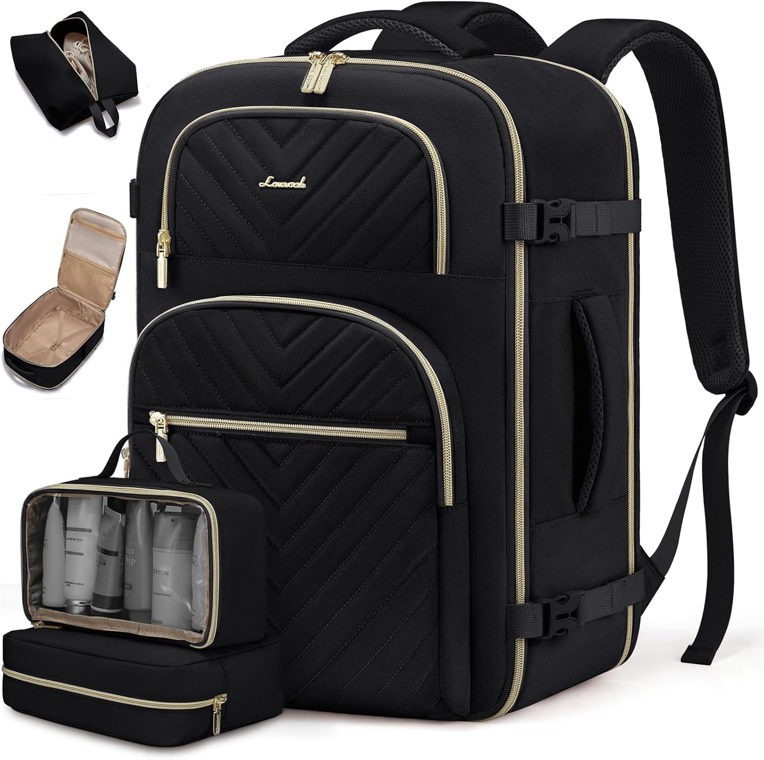 LOVEVOOK Travel Backpack Carry on Flight Approved 40L,Waterproof TSA Travel Essentials Personal Item Backpack for Women Men,Carry on Luggage Suitcase Travel Bag for Airplane with 3 Packing Cubes