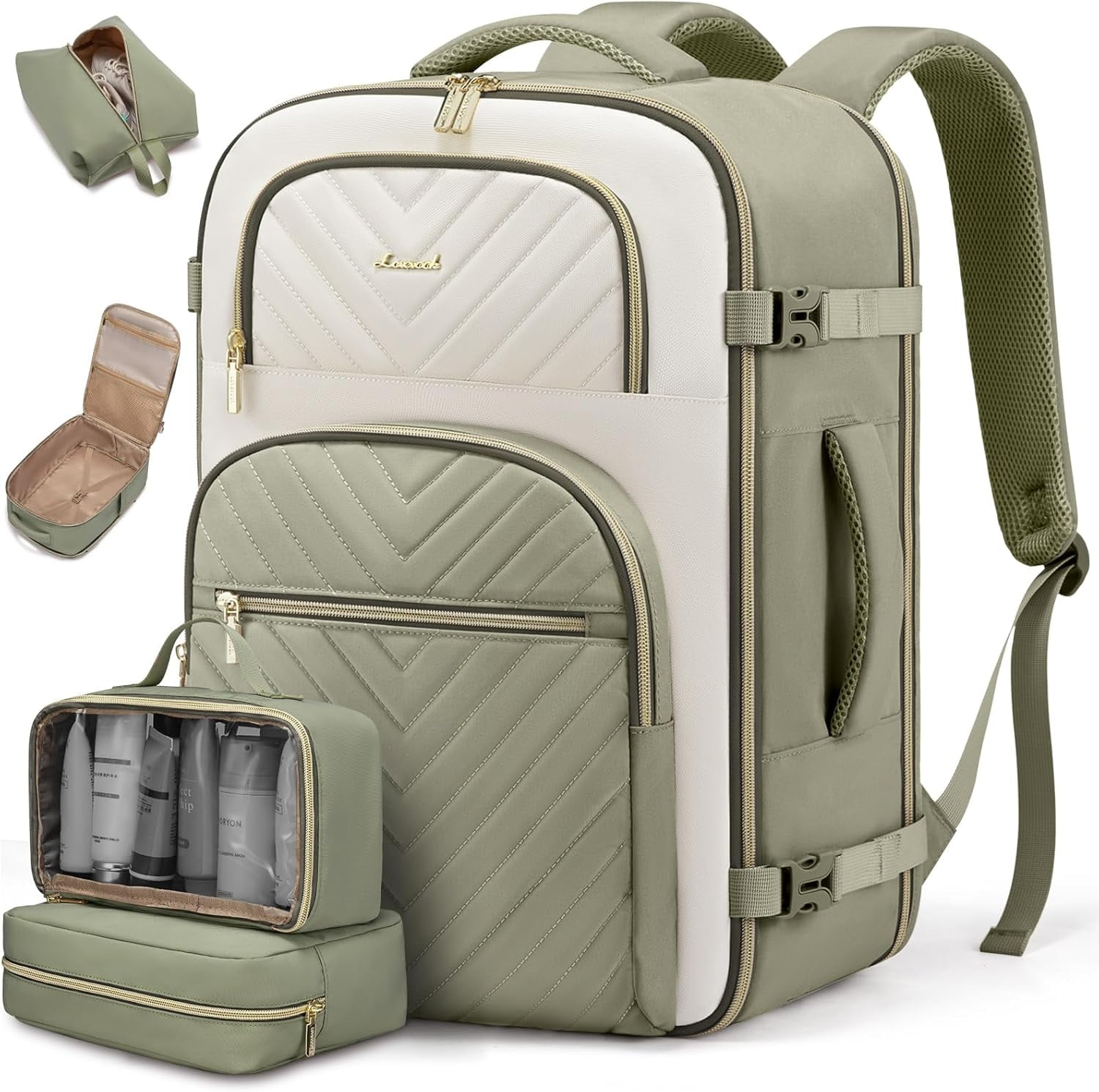 LOVEVOOK Travel Backpack Carry on Flight Approved 40L,Waterproof TSA Travel Essentials Personal Item Backpack for Women Men,Carry on Luggage Suitcase Travel Bag for Airplane with 3 Packing Cubes