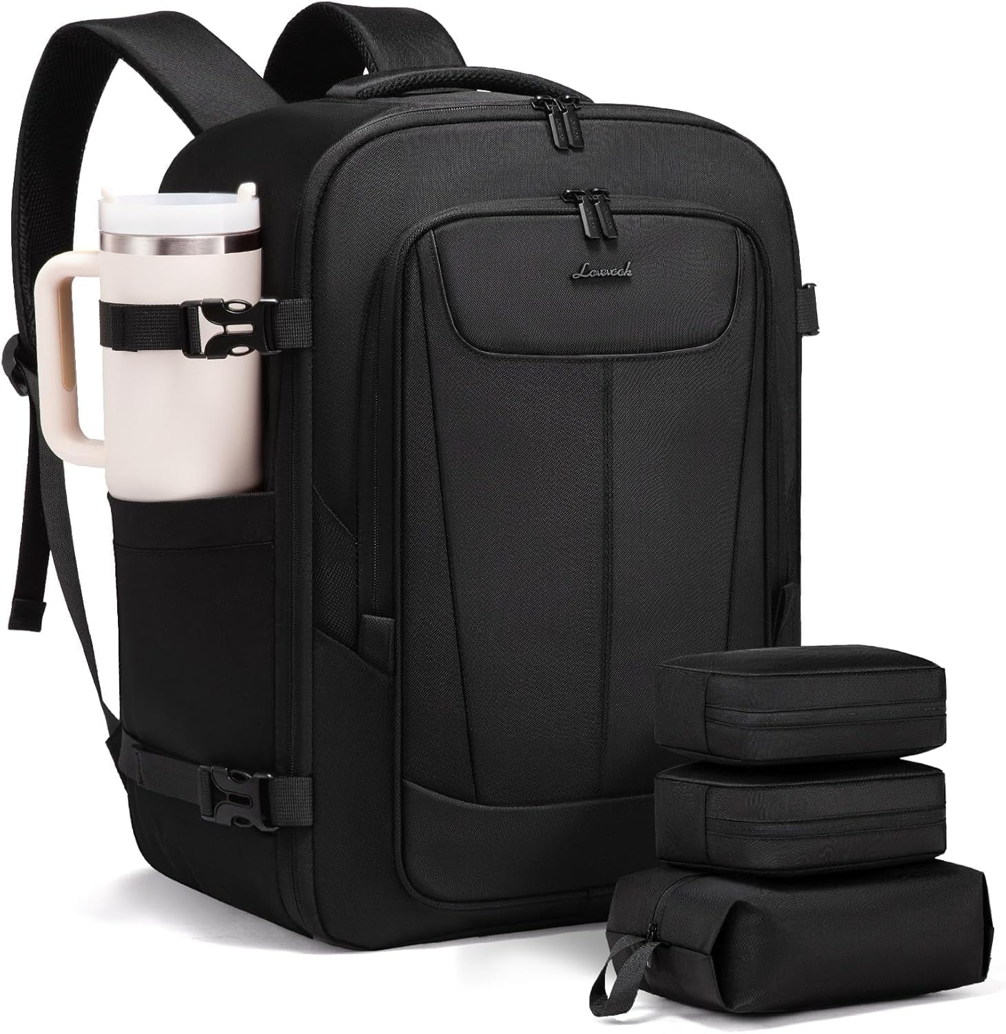 LOVEVOOK Travel Backpack for Men, 40L Carry on Backpack Flight Approved with 3 Packing Cubes, Extra Large Personal Item Bag Fits 17.3 inch Laptop for Business Trip Weekender, Waterproof Daypack