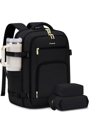Travel Backpack For Women, 40L Carry On Backpack Flight Approved, TSA Personal Item Travel Bag Fits 17 Inch Laptop, Business Weekender Overnight Waterproof Daypack With 2 Cubes, Grey-Pink