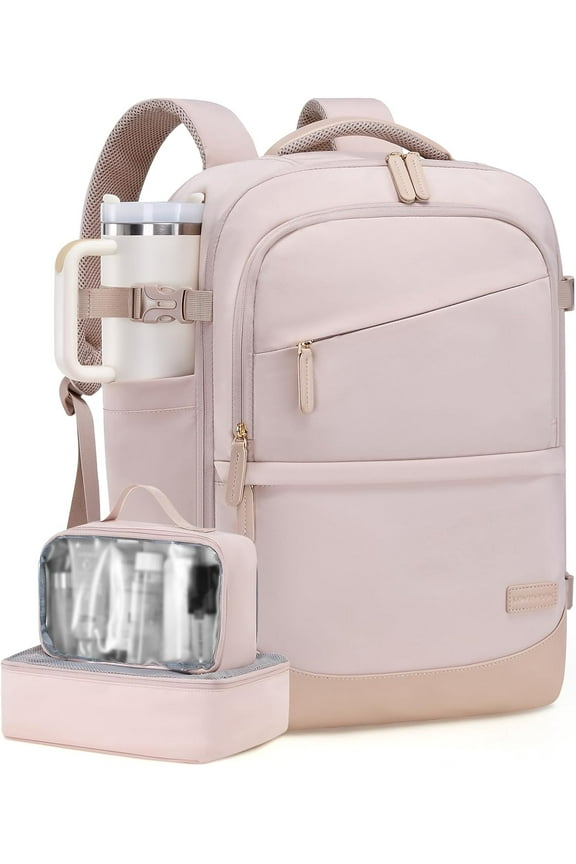 Travel Backpack for Women & Men, 40L Carry on Backpack Airline Approved, Large TSA Personal Item Travel Bag fits 17.3" Laptop, Business Weekender Bag for Essentials, 4Pcs