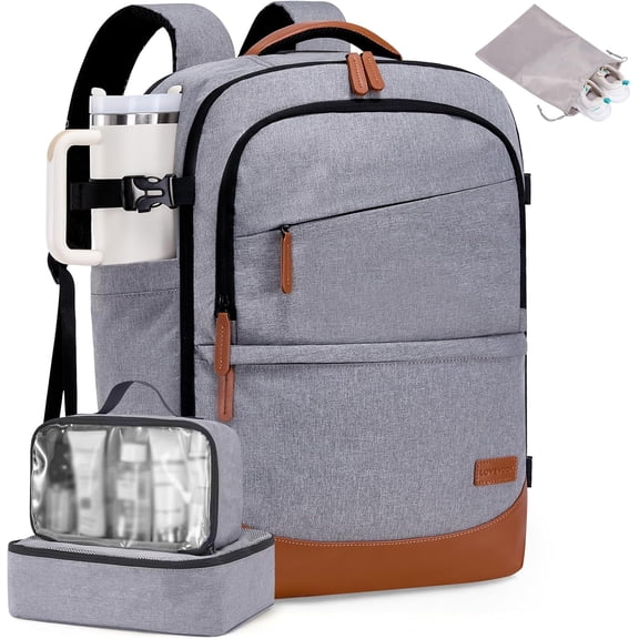 LOVEVOOK Travel Backpack for Women & Men, 40L Carry on Backpack Airline Approved, Large TSA Personal Item Travel Bag fits 17.3" Laptop, Business Weekender Bag for Essentials, 4Pcs
