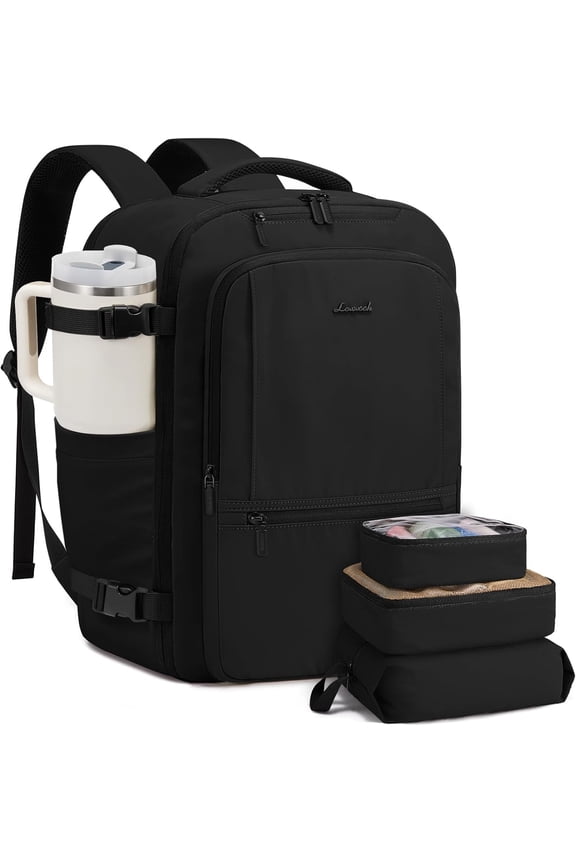 Travel Backpack for Women & Men, 40L Large Carry On Backpack Airline Approved, TSA Personal Item Weekender Bag, Water Resistant Laptop Backpack with 3 Packing Cubes for Travel Essentials