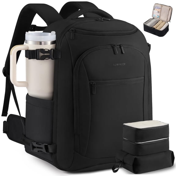LOVEVOOK Travel Backpack for Women & Men,Airline Approved Carry On Backpack with 3 Packing Cubes,TSA Waterproof Personal Item Bag,Weekender Overnight Essentials Backpacks fits 18" Laptop