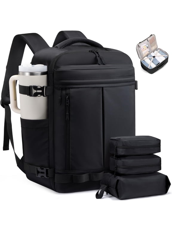 Travel Backpack for Women Men, Airline Approved Carry On Luggage with 3 Cubes Accessories, TSA Personal Item Travel Cruise Essentials, Waterproof Weekender Overnight Bags fits 17" Laptop