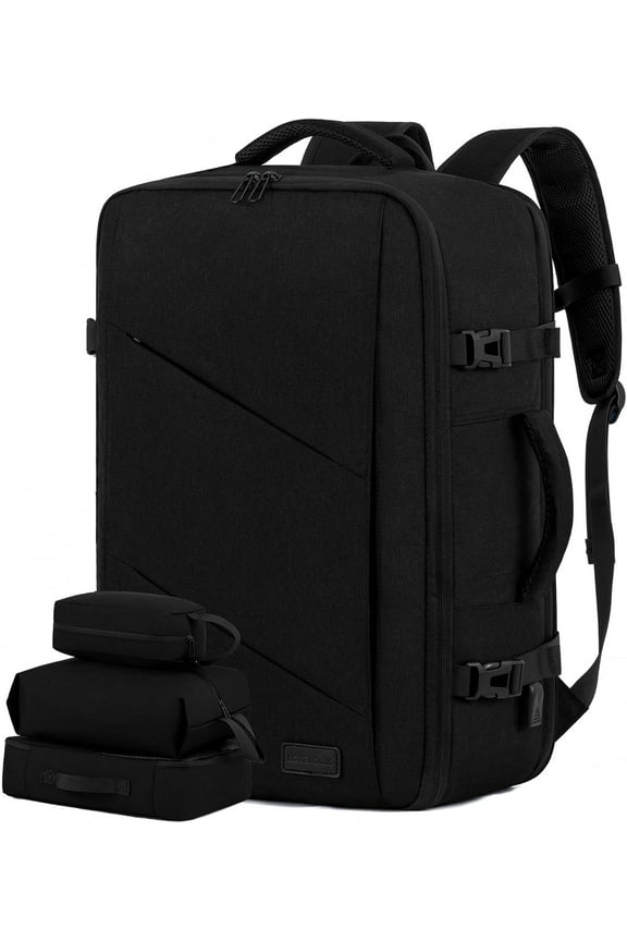 Travel Carry on Backpack, Large 40L Personal Item Travel Bag for Men & Women Flight Approved with 3 Packing Cubes, Suitcase Water Resistant Luggage Daypack Business Weekender Bag, Black