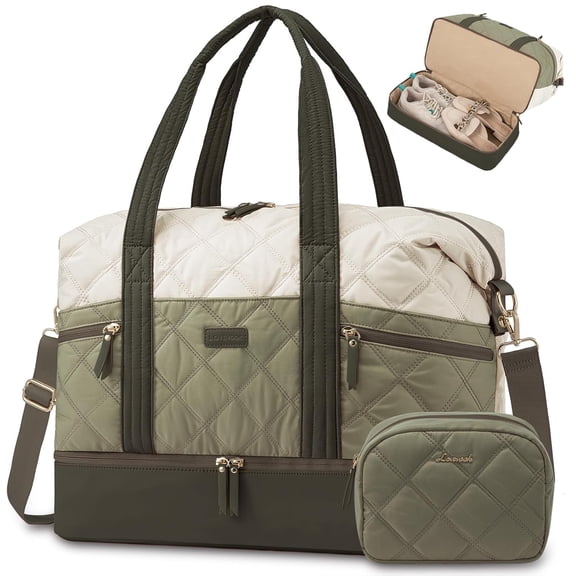 LOVEVOOK Travel Duffle Bag, Lightweight Weekender Bags for Women with Shoe Compartment, Puffer Gym Bag Personal Item Travel Bag, Quilted Overnight Bags and Hospital Bag for Labor and Delivery