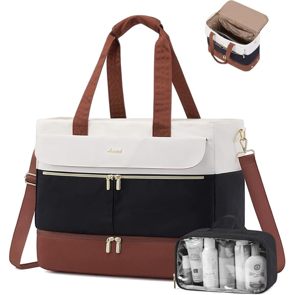 LOVEVOOK Weekender Bags for Women, Wide Open Large Travel Duffle Bag with Shoe Compartment, Carry on Overnight Bags, Hospital Bag for Women Labor Delivery with Wet Pocket