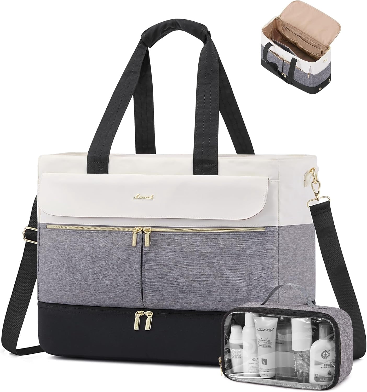 LOVEVOOK Weekender Bags for Women, Wide Open Large Travel Duffle Bag with Shoe Compartment, Carry on Overnight Bags, Hospital Bag for Women Labor Delivery with Wet Pocket