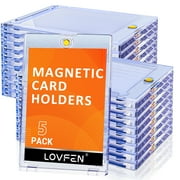 LOVFE 5ct Magnetic Card Holder for Trading Cards, 35pt One Touch Card Holder, Card Protectors Hard Plastic, Magnetic Card Case for Sports Card, Baseball Card Holders, Display Case for Standard Card