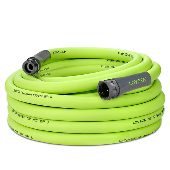 LOVFEN 150ft heavy-duty rubber garden hose, non-knotting, durable, flexible, leak-proof, safe for drinking water, suitable for home, outdoor, lawn, garden, industrial