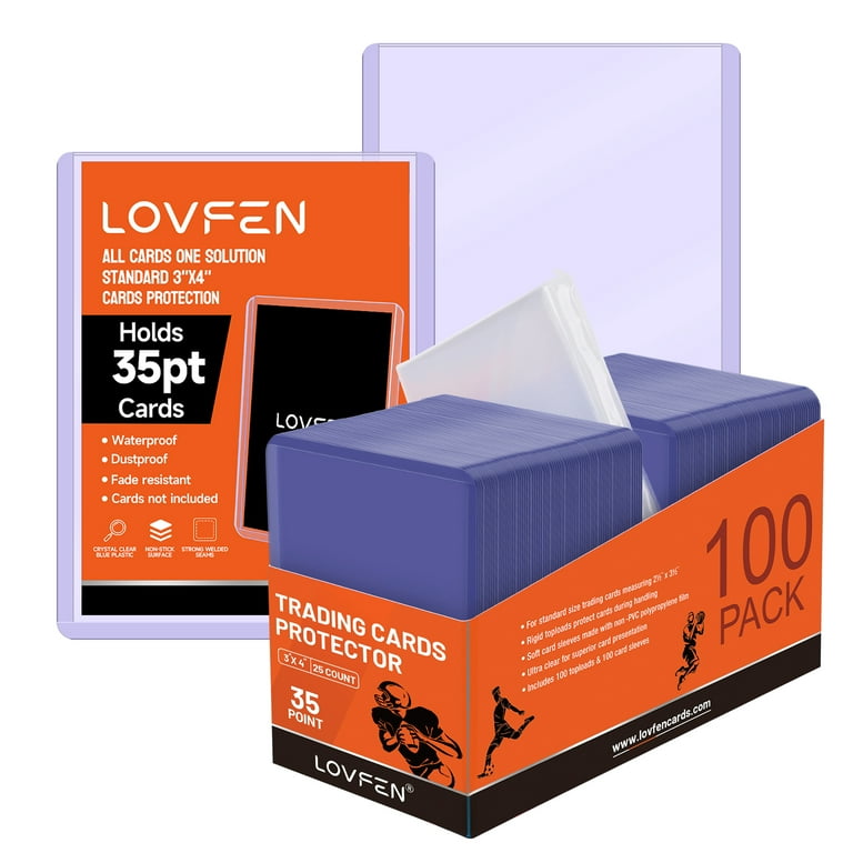 LOVFEN 200ct Top Loader 3 "X4", Baseball card protector Hard plastic, Trading Card Sports Card holder (100 hard card + 100 soft card) LOVFEN 200ct Top Loader 3 "X4", Baseball card protector Hard plastic, Trading Card Sports Card holder (100 hard card + 100 soft card)