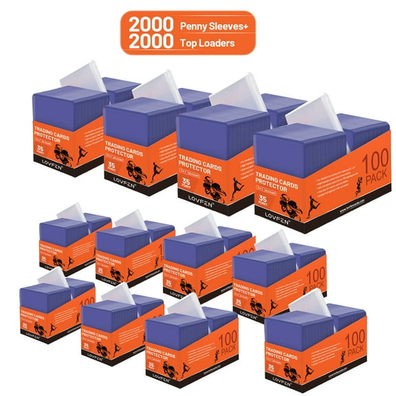 LOVFEN 4000ct Top Loads 3 "X4", Baseball card protector Hard plastic, Trading Card Sports Card holder (2000 hard card + 2000 soft card)