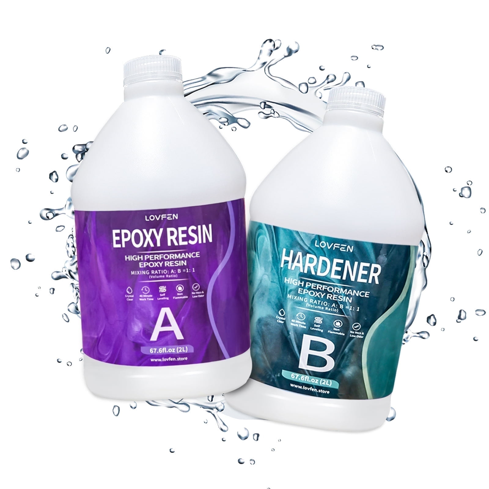 LOVFEN Epoxy Resin 1 Gallon Kit Art Resin for DIY,Jewelry,Tabletops,Crystal Clear,High-Performance Resin Epoxy