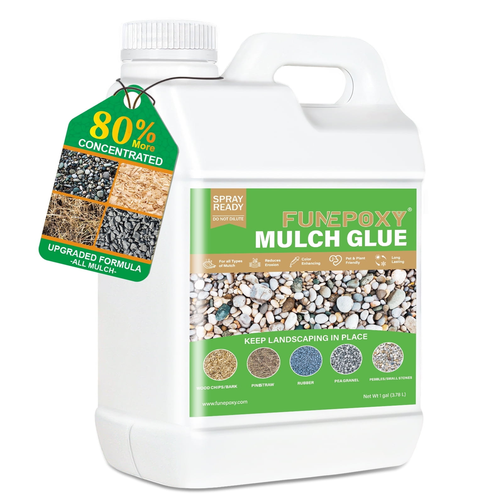 LOVFEN Mulch Glue 1 Gallon, covering adhesive for bonding stones, views, gardens, gravel, stones, leaves, bark, garden paths